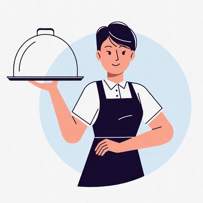 Woman holding serving tray