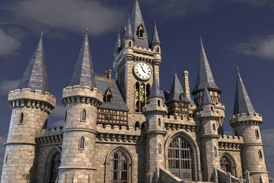 Medieval Castle with Clock Tower