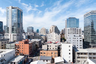 Aerial View of Urban City Skyline