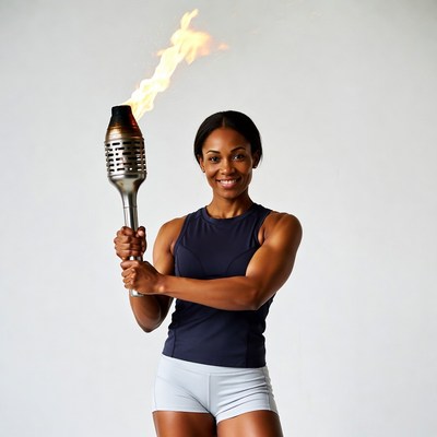 African-American woman holding flaming torch