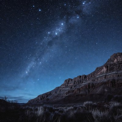 Milky Way over red rock cliffs