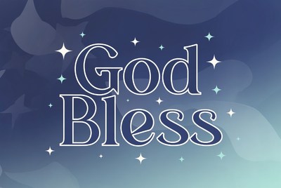 God Bless Text with Stars