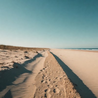 Sandy Beach Path with Tire Tracks