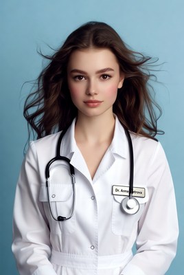 Young woman doctor with stethoscope