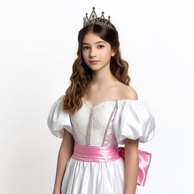 Girl wearing crown and white dress