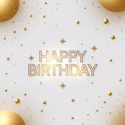 Golden Happy Birthday Balloons