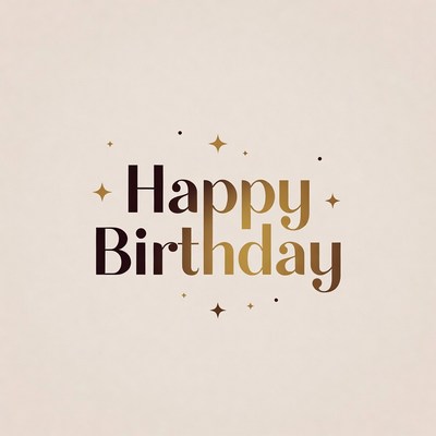 Happy Birthday Text with Stars