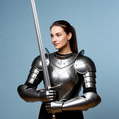 Woman in armor holding sword