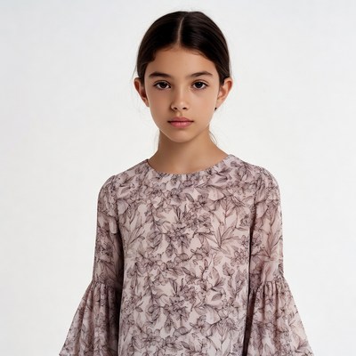 Girl in floral print dress