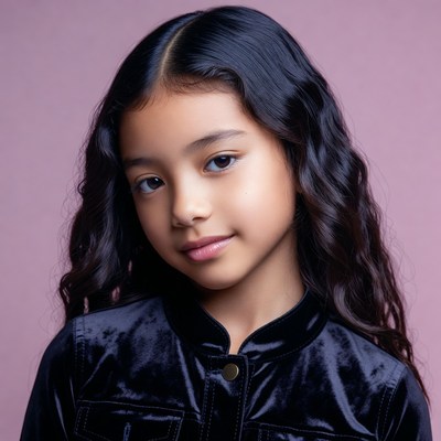 Asian girl with long wavy hair