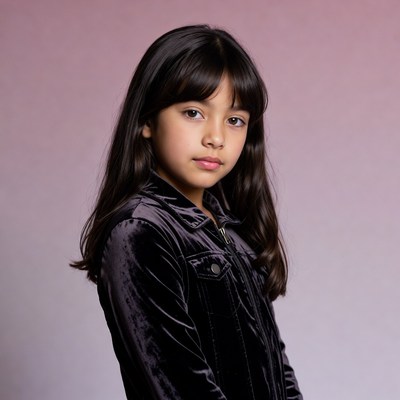 Girl in black velvet jacket