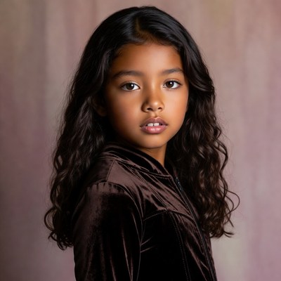 Young Asian girl in velvet jacket