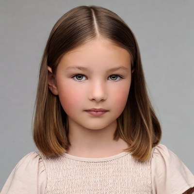 Young girl with brown hair smiling