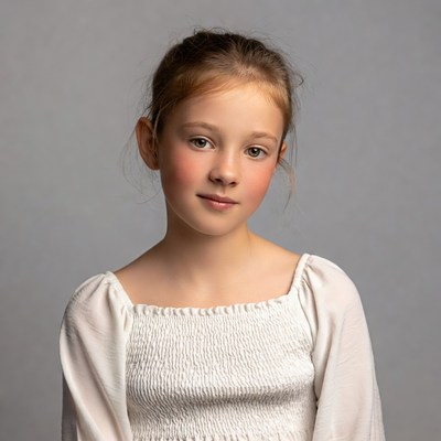 Girl in white ruffled blouse