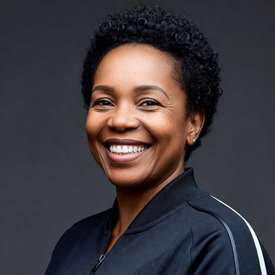 Smiling African-American woman in black jacket