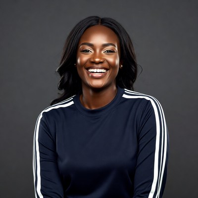 Smiling African-American woman in tracksuit