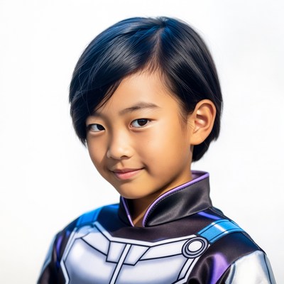 Asian boy in Gundam cosplay