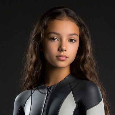 Teen girl in black wetsuit