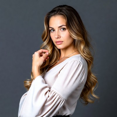 Beautiful woman with long wavy hair