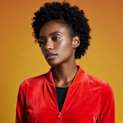 African-American woman with curly hair