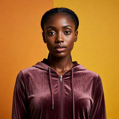 African-American woman in purple hoodie