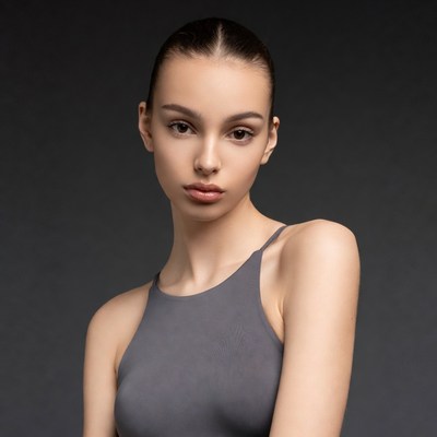 Woman in gray tank top portrait