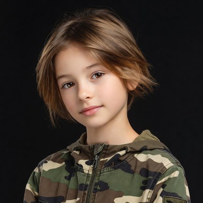 Boy in camo hoodie portrait