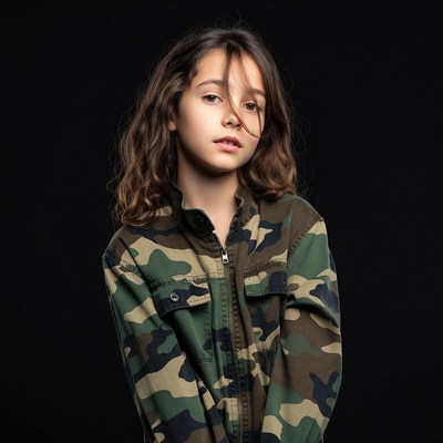 Girl in camouflage jacket