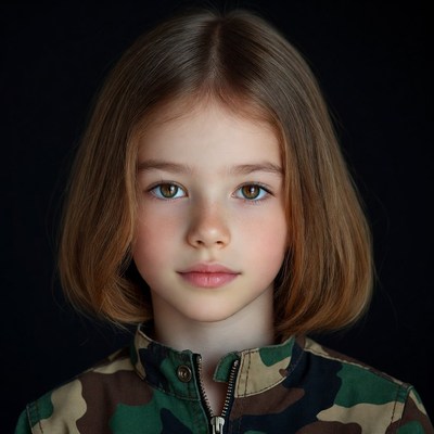 Girl in camouflage jacket portrait