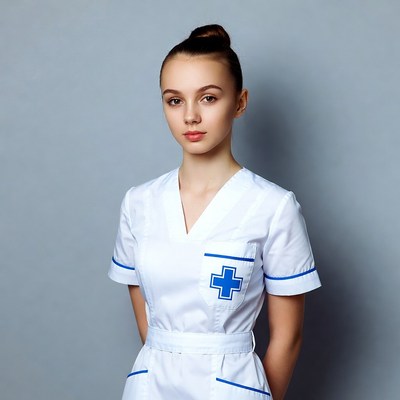 Young nurse in white uniform