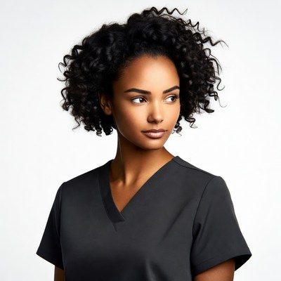 African-American woman in black scrubs