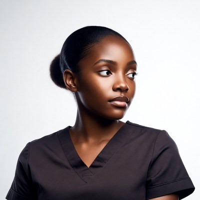 African-American woman in scrubs