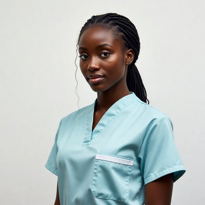 African-American woman in scrubs