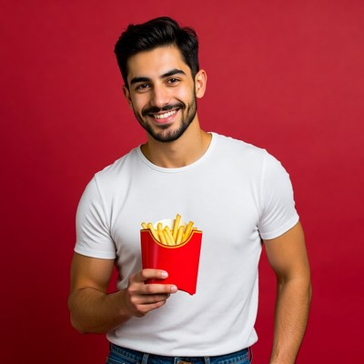 Man holding french fries