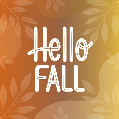 Hello Fall Text with Leaves