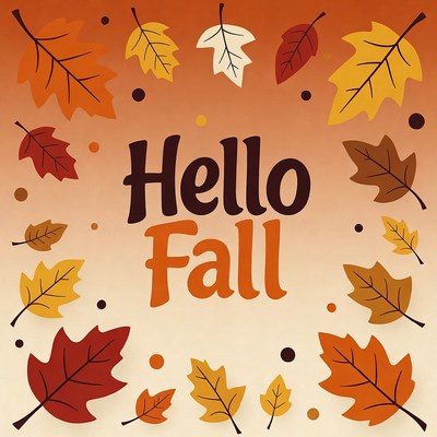 Hello Fall with Autumn Leaves