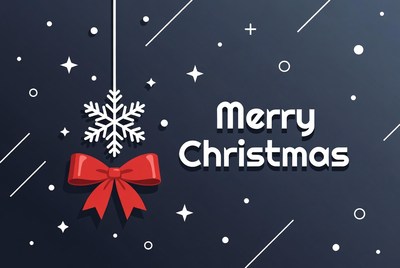 Merry Christmas Snowflake with Red Bow