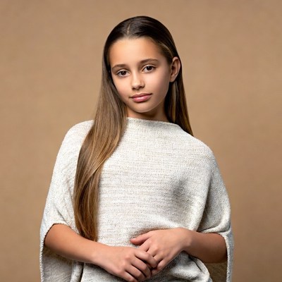 Teen girl with long brown hair