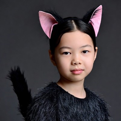 Asian girl in cat costume