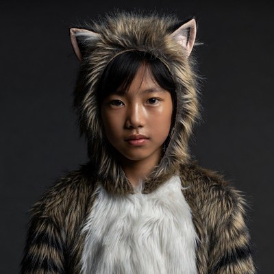 Asian girl in wolf costume