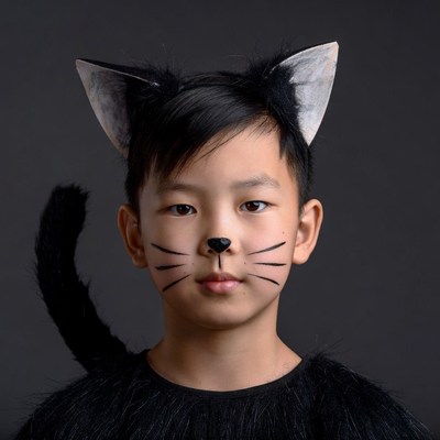 Boy in cat costume with whiskers