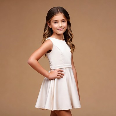 Girl in white dress posing