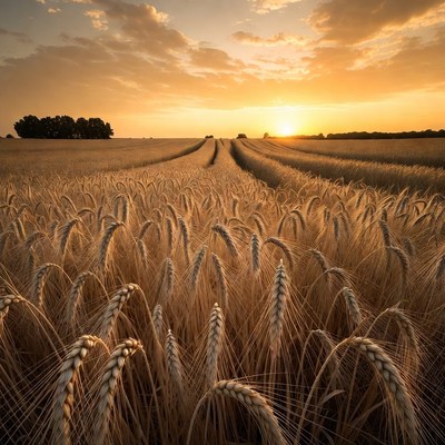 Golden Wheat Field at Sunset