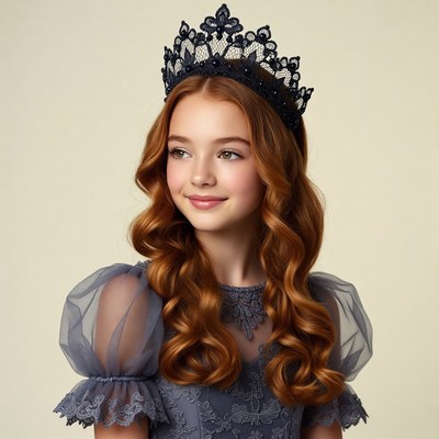 Girl with black lace crown