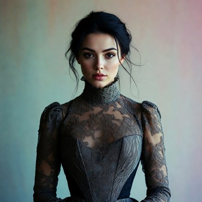 Woman in Lace Victorian Dress
