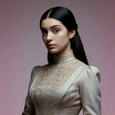 Woman in Victorian lace dress