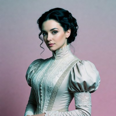 Victorian woman in lace gown