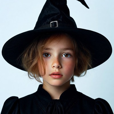 Girl wearing witch hat