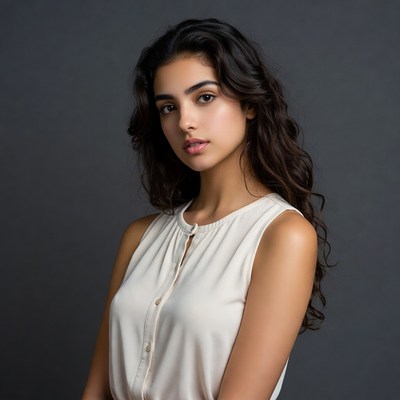 Beautiful woman in white tank top