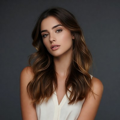 Beautiful woman with wavy brown hair